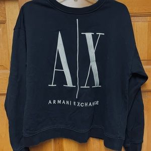 Women’s  Armani Exchange, black crewneck sweatshirt, size large.
